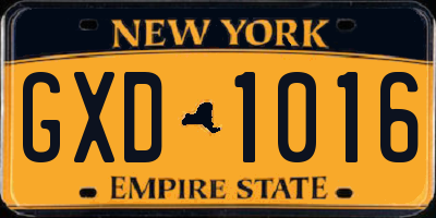 NY license plate GXD1016