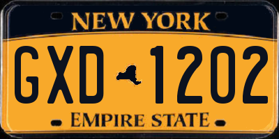 NY license plate GXD1202