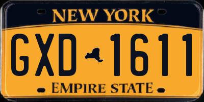 NY license plate GXD1611