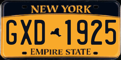 NY license plate GXD1925