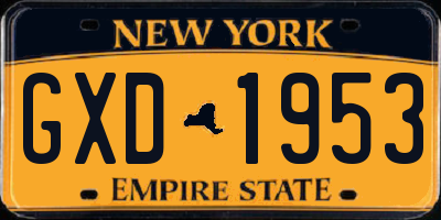 NY license plate GXD1953