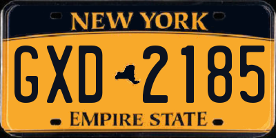 NY license plate GXD2185