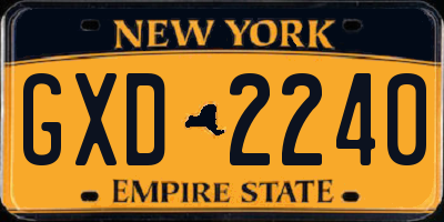 NY license plate GXD2240
