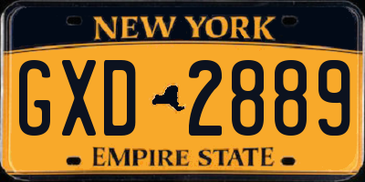 NY license plate GXD2889