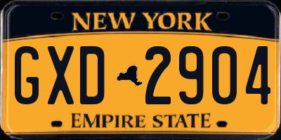 NY license plate GXD2904