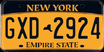 NY license plate GXD2924