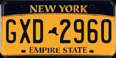 NY license plate GXD2960