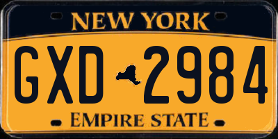 NY license plate GXD2984