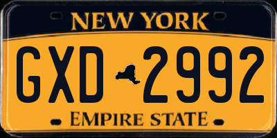 NY license plate GXD2992