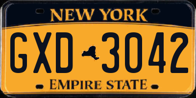 NY license plate GXD3042