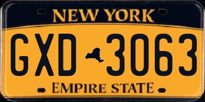 NY license plate GXD3063