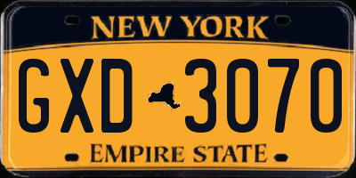 NY license plate GXD3070