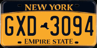 NY license plate GXD3094