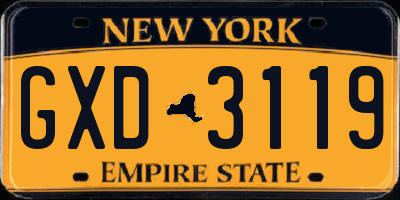 NY license plate GXD3119