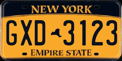 NY license plate GXD3123
