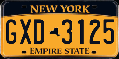 NY license plate GXD3125