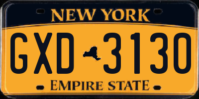 NY license plate GXD3130