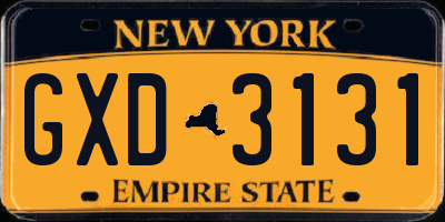 NY license plate GXD3131