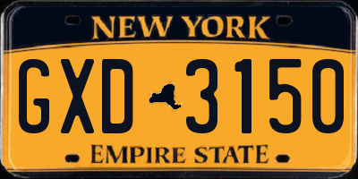 NY license plate GXD3150