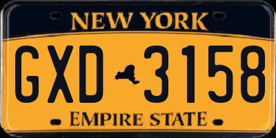 NY license plate GXD3158