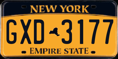 NY license plate GXD3177