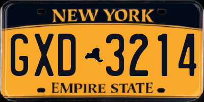 NY license plate GXD3214
