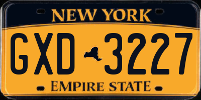 NY license plate GXD3227