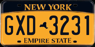 NY license plate GXD3231