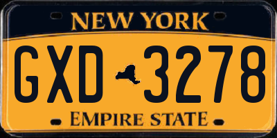 NY license plate GXD3278