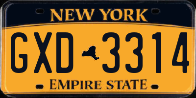 NY license plate GXD3314