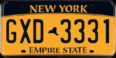 NY license plate GXD3331