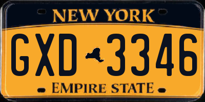 NY license plate GXD3346