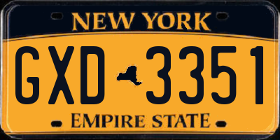 NY license plate GXD3351