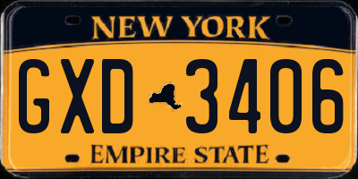 NY license plate GXD3406