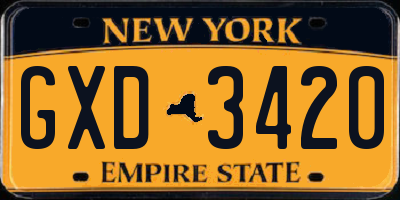 NY license plate GXD3420