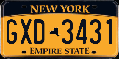 NY license plate GXD3431