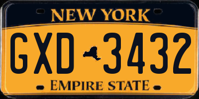 NY license plate GXD3432