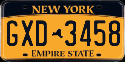 NY license plate GXD3458