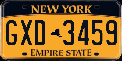 NY license plate GXD3459