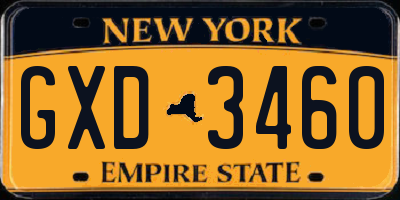 NY license plate GXD3460
