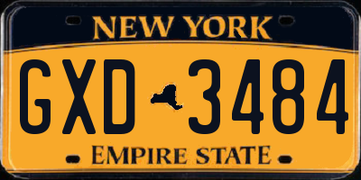 NY license plate GXD3484