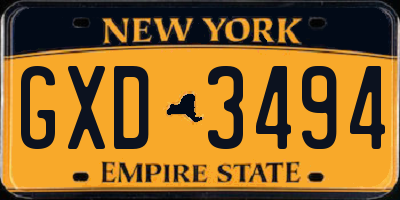 NY license plate GXD3494