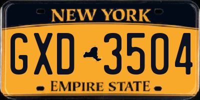 NY license plate GXD3504