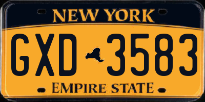 NY license plate GXD3583