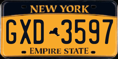 NY license plate GXD3597