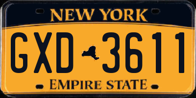 NY license plate GXD3611
