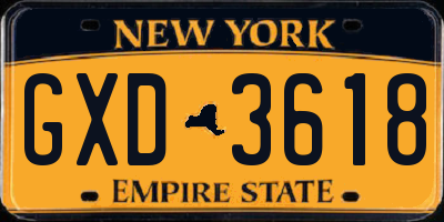 NY license plate GXD3618