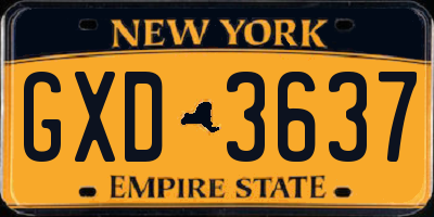 NY license plate GXD3637