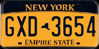 NY license plate GXD3654