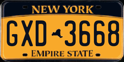 NY license plate GXD3668